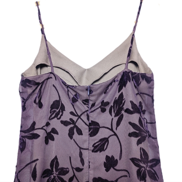 Rampage Vintage 90s Goth Grunge Plum Purple Burnout Velvet Tank Sheer Mini Dress - Picture 6 of 9